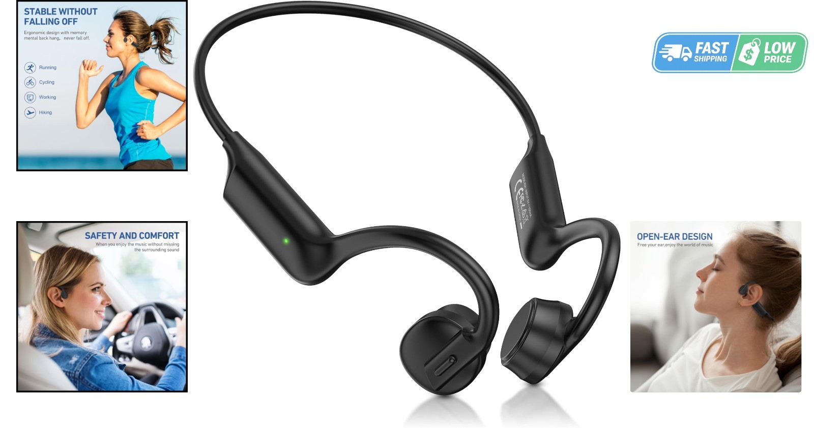 Bone Conduction Headphones with Bluetooth 5.4 – Waterproof Open Ear Design