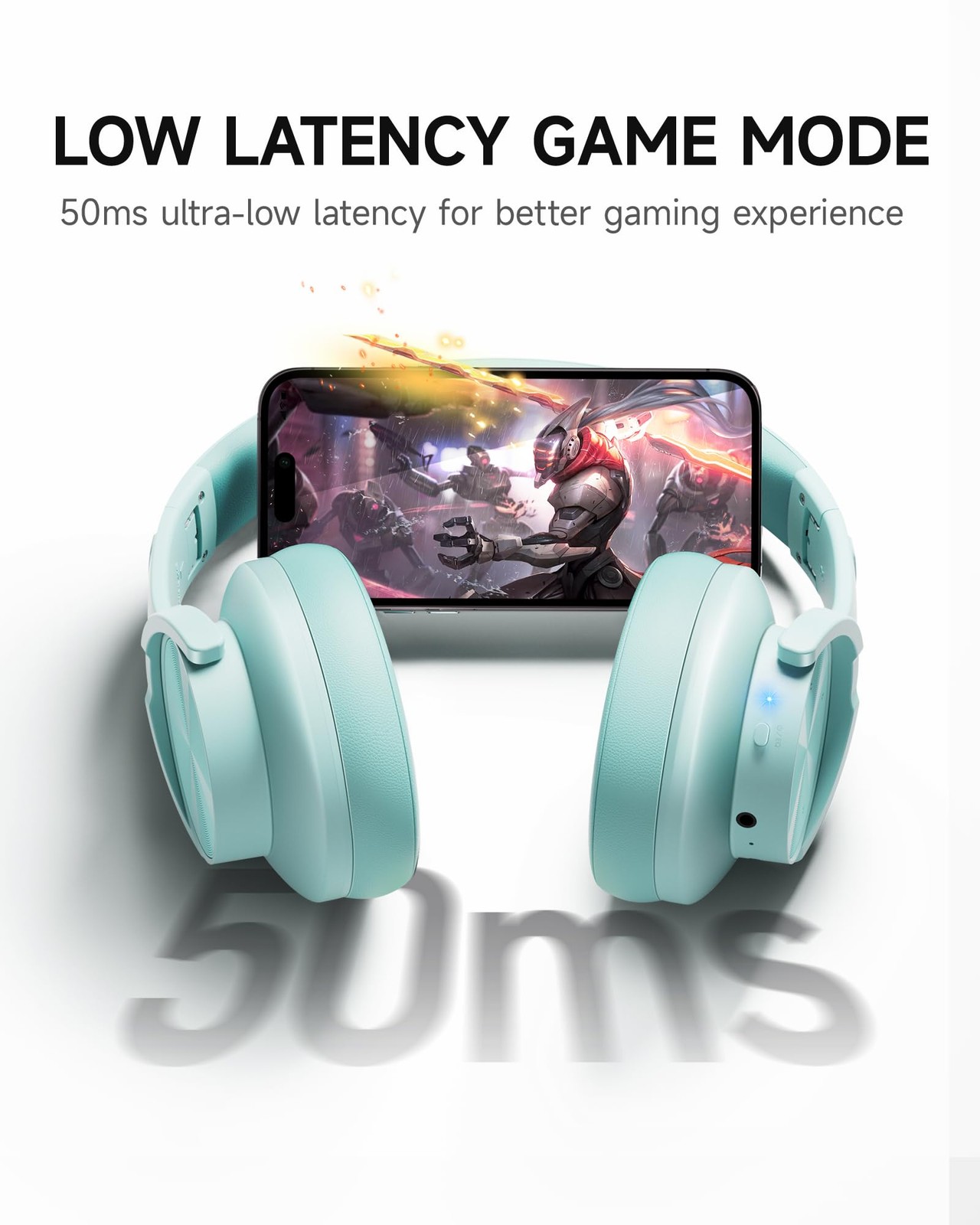 Picun B8 Wireless Bluetooth Headphones, 120H Playtime, 3EQ Modes, Cyan