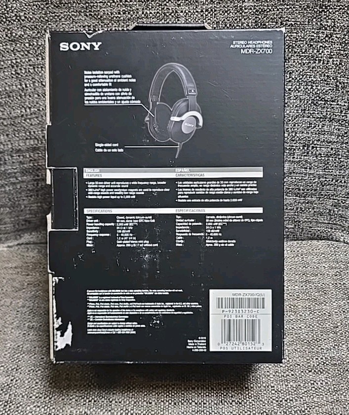 /RARE 2010 SONY MDR-ZX700 ZX Series Stereo Headphones. Made In Thailand.