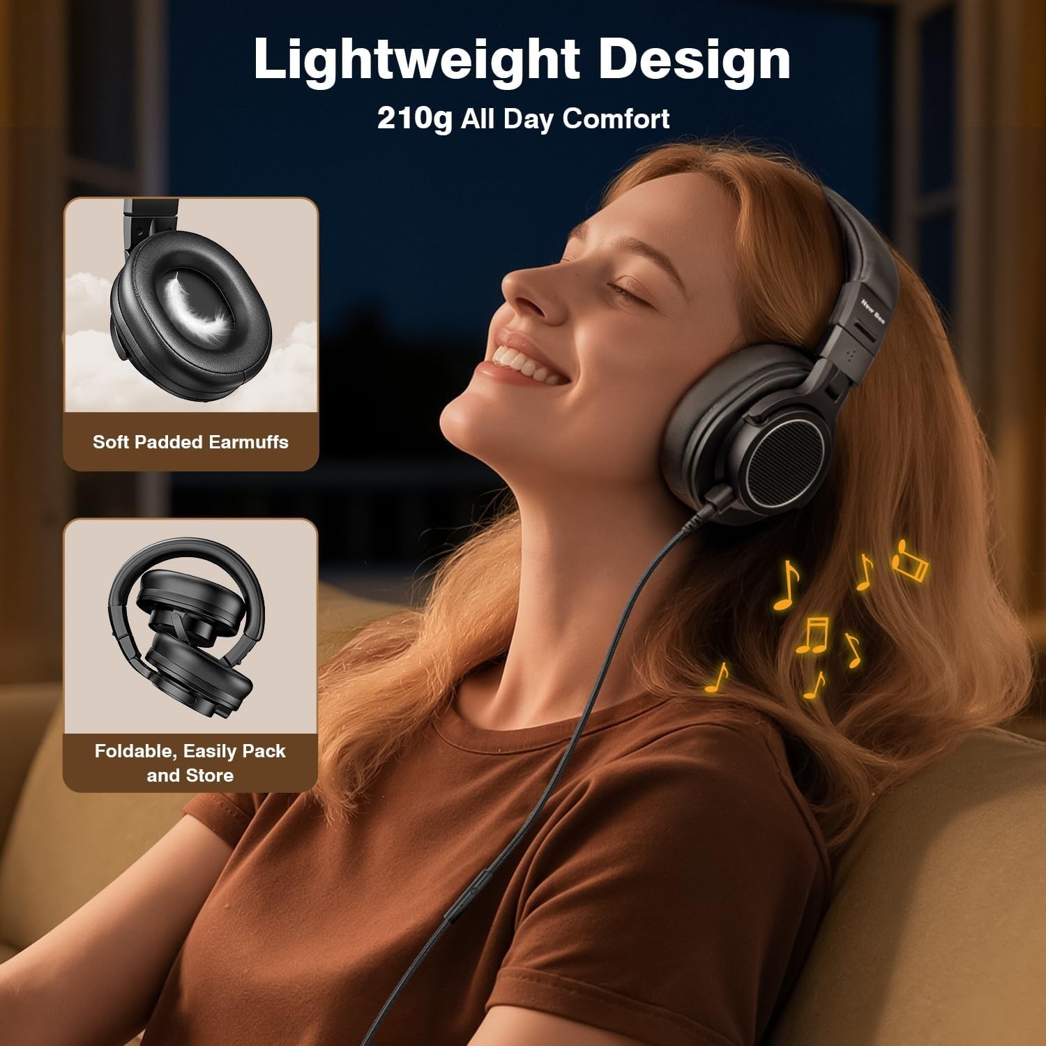 Wired Over Ear Headphones, Studio Headphones with 50mm Drivers and 6.35mm & 3…