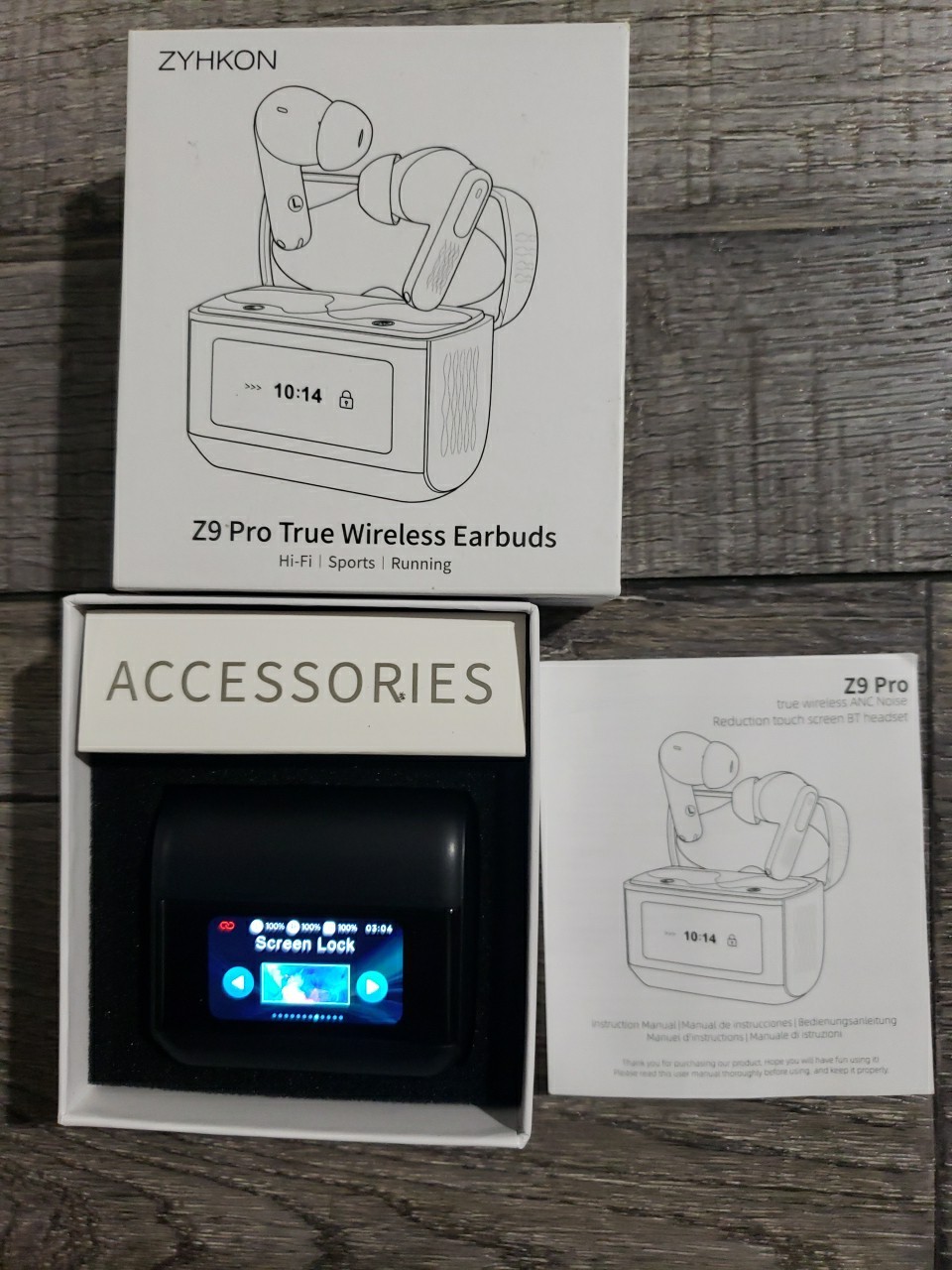 ZYHKON Z9 Pro Wireless Earbuds w/ Touch Screen, Transparency Mode, IPX7 Earphone