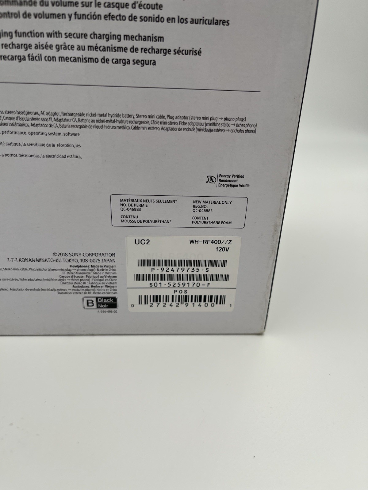 Sony WH-RF400 RF Wireless Home Theater Headphones Open Box Never Used