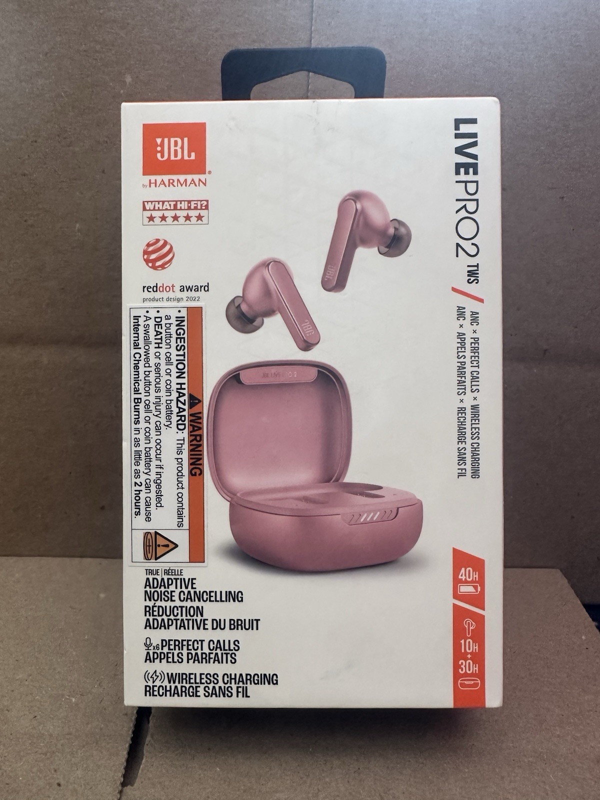 JBL Harman Live Pro 2 TWS Wireless Bluetooth Adaptive Noise Cancelling Pink NEW