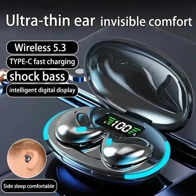 Invisible Sleep Wireless Earbuds Bluetooth 5.3 Headset TWS Waterproof Earphone