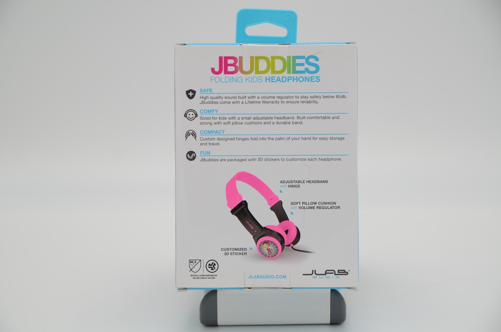 JLAB JBuddies Kids Folding On Ears Padded Volume Limiting Wired Headphones Pink