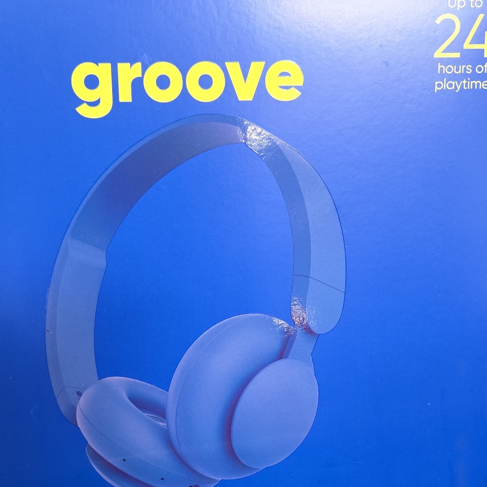 onn. Groove Bluetooth Wireless On-Ear Headphones w/ Mic, Blue, 24 Hr