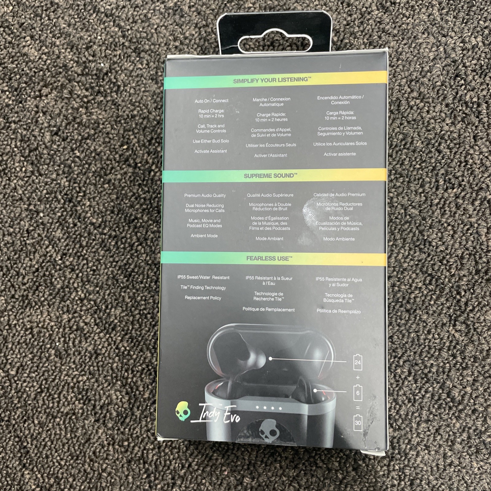 Skullcandy Indy Evo True Wireless Bluetooth Headphones Black (S2IVW-N740)
