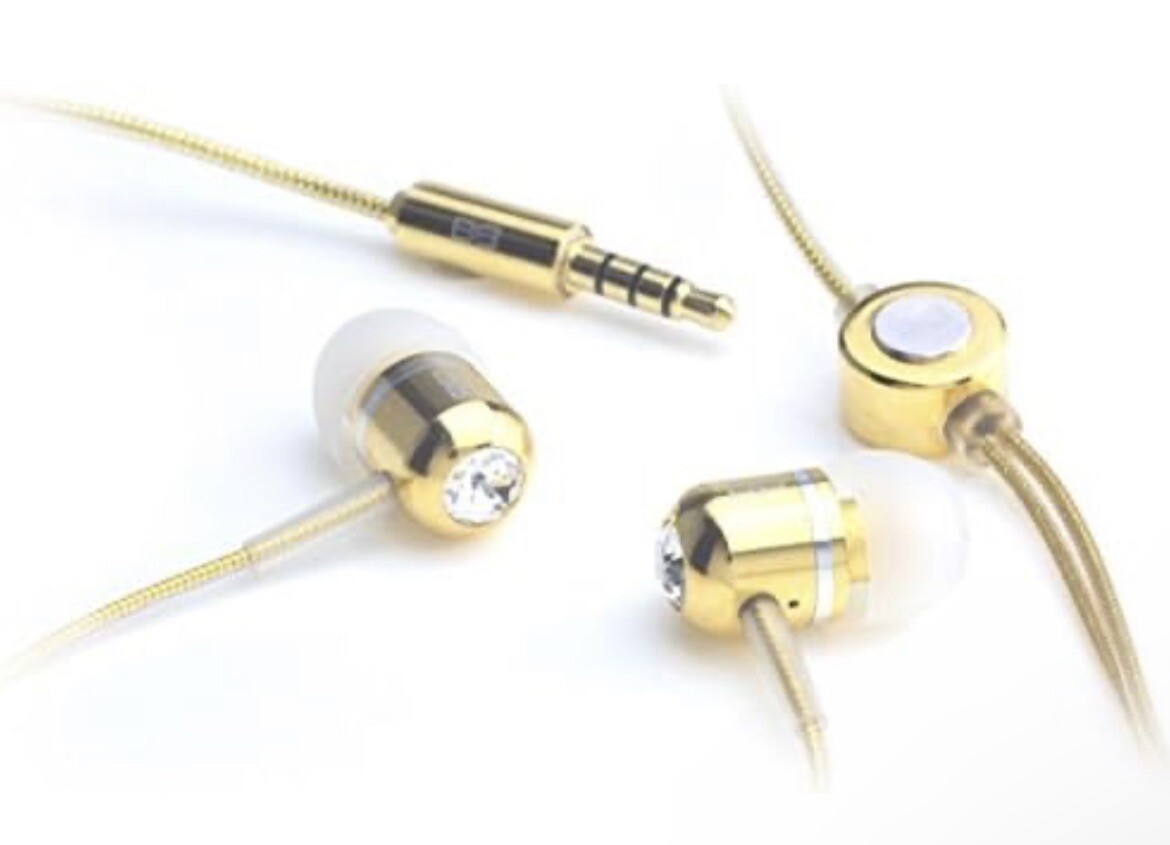 Limited edition BASSBUDS 24 Carat Gold Earphones with SWAROVSKI Crystals