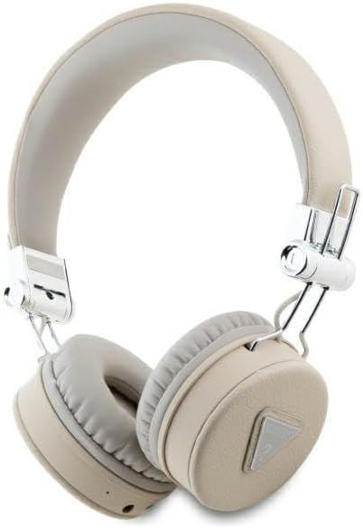 Guess Grained Classic Round Shape Bluetooth On Ear ENC Headphone Beige