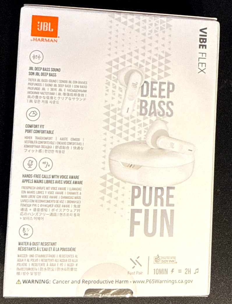 JBL Vibe Flex White Wireless Earbuds NIB SEALED