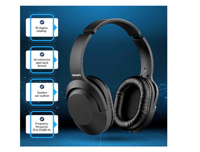 PHILIPS over Ear Wired Stereo Headphones Studio Monitoring and Recording Headset