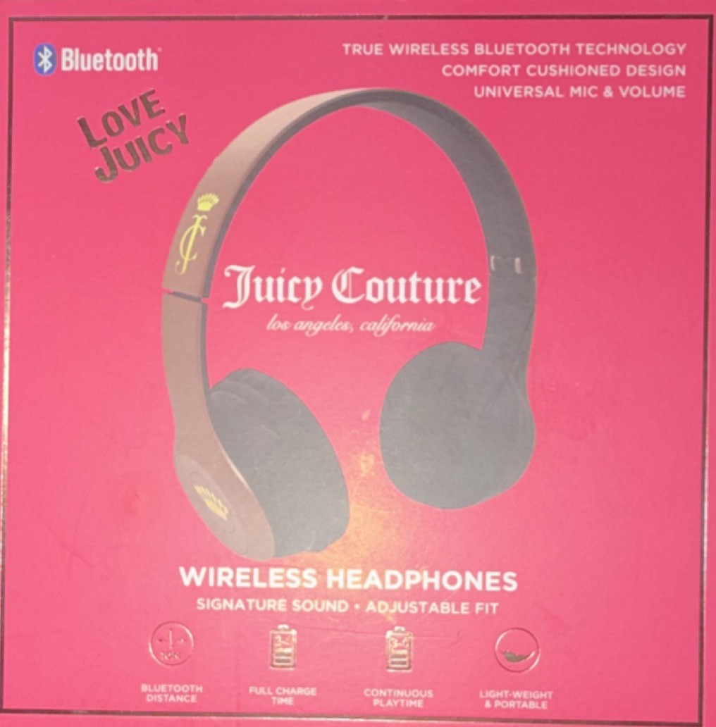 Juicy Couture Bluetooth Headphones Pink Gold Comfort Cushioned Adjustable