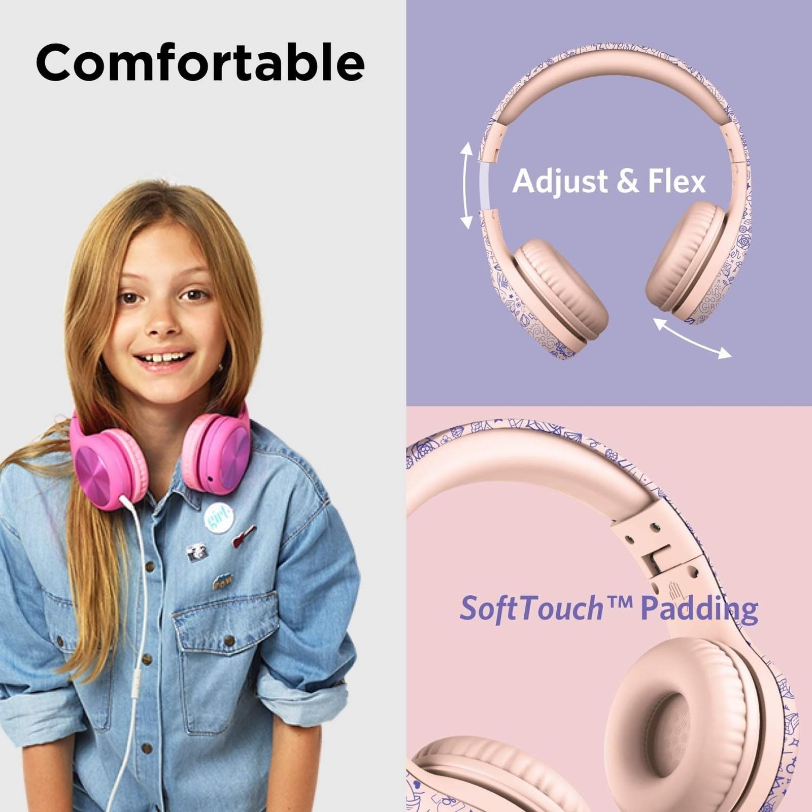 LilGadgets Connect+ Pro Headphones for Girls – Designed with Kids’ Comfort in Mi