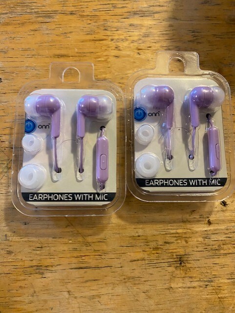 NEW Set of 2 ONN In-Ear Headphones 3 color choices Pink, Blue, PURPLE AND BLACK