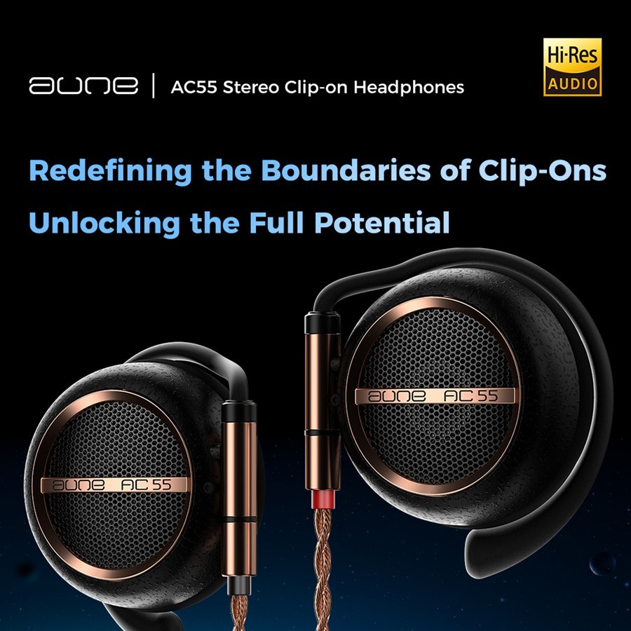 Aune AC55 Stereo 3.5mm/4.4mm Clip-on Hifi Earphones Interchangeable Cable