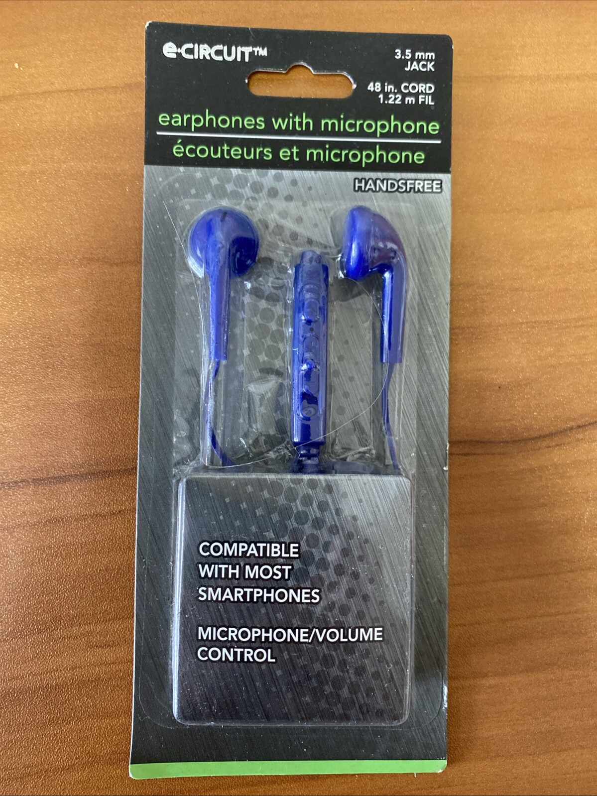 E-Circuit Earphones with microphone, Handsfree, Blue, 3.5 mm JACK 48 “cord