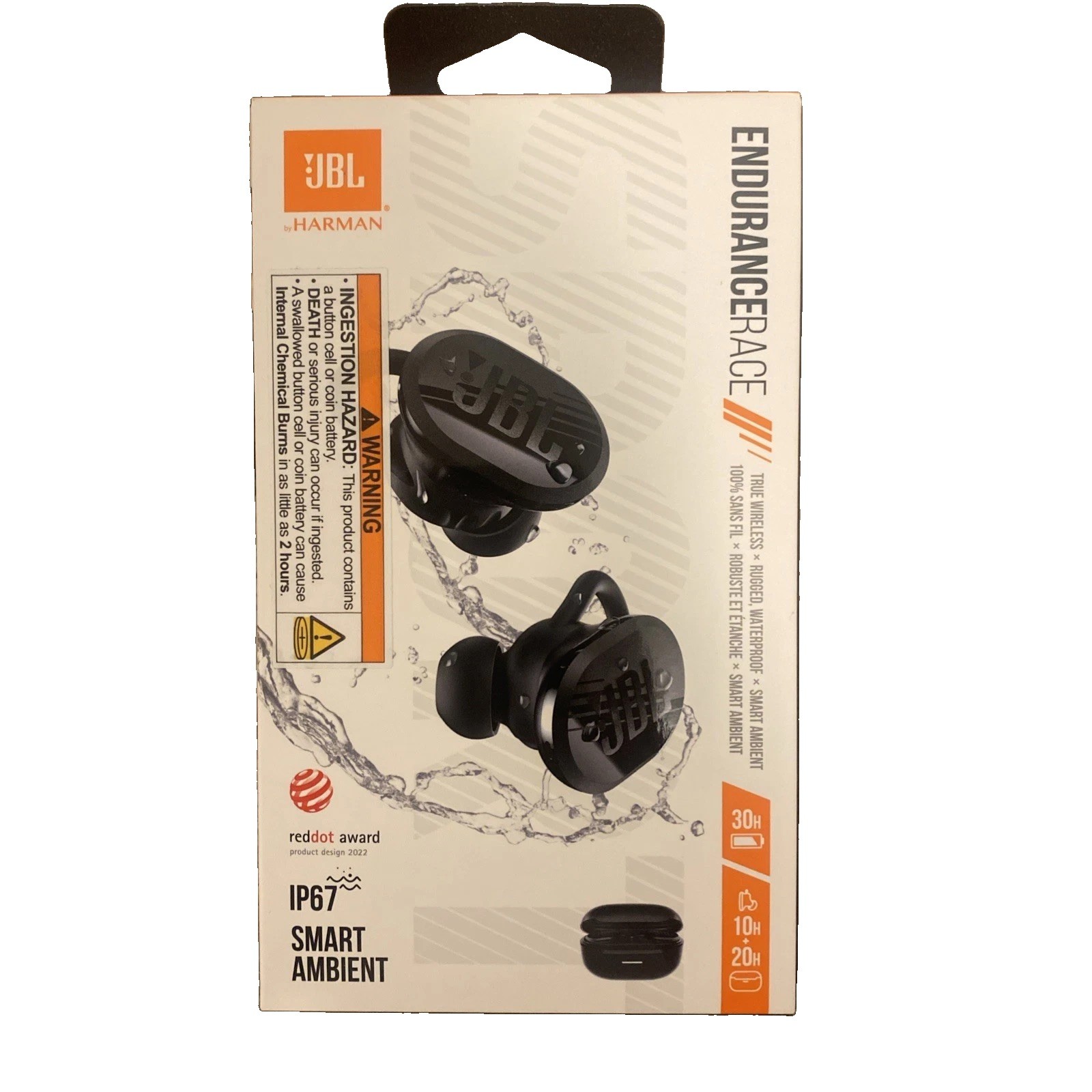 JBL Endurance Race True Wireless Headphones IP67 Smart Ambient-New-