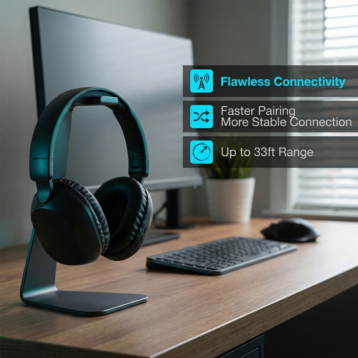 Over-Ear Bluetooth Headphones Wireless Stereo Hi-Fi Sound Rechargeable Headset