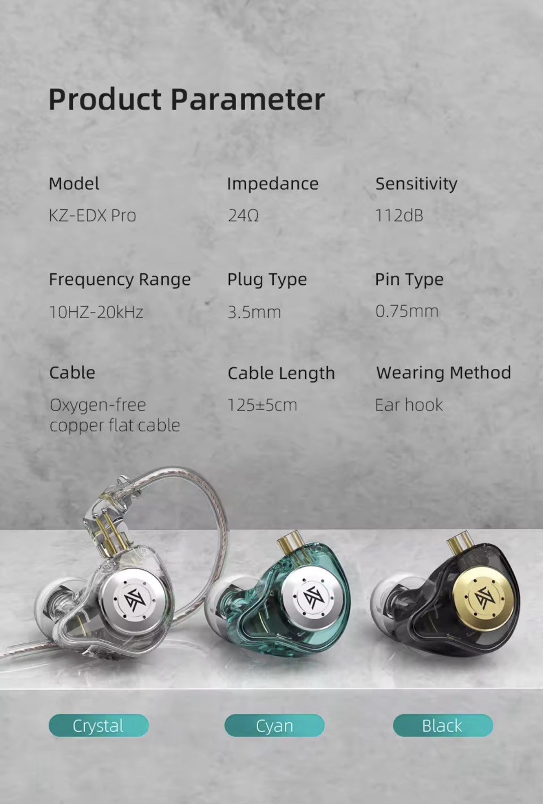 KZ EDX Pro Dynamic Wired Earphones HIFI Stereo Bass Music Earbuds In Ear Monitor