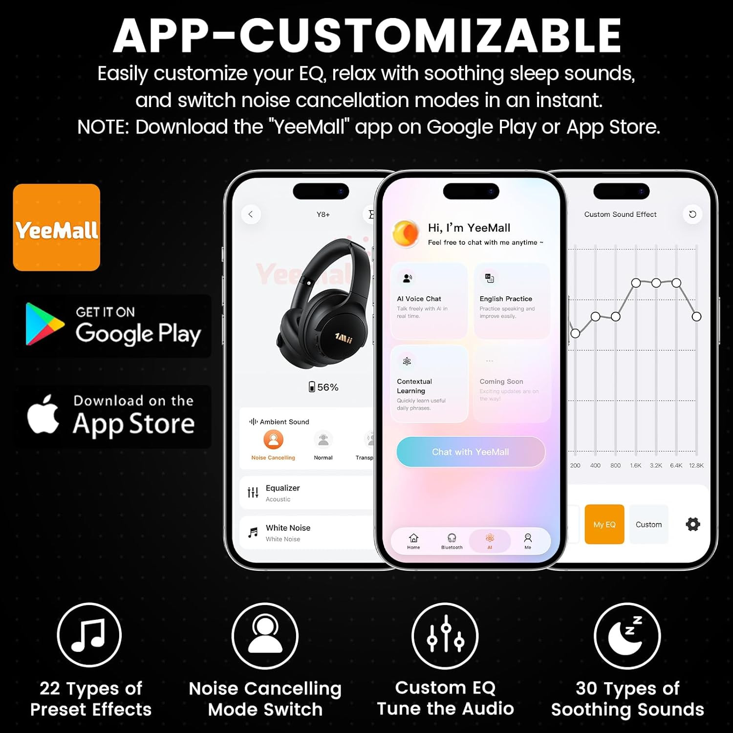 Y8+ Hybrid Active Noise Cancelling Headphones, 100H Ultra Playtime, Bluetooth 6.