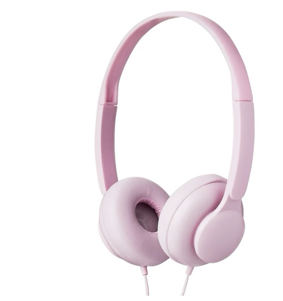 onn. Groove On-Ear Headphones Pink 3.5mm Jack 3.94ft Cord Adjustable