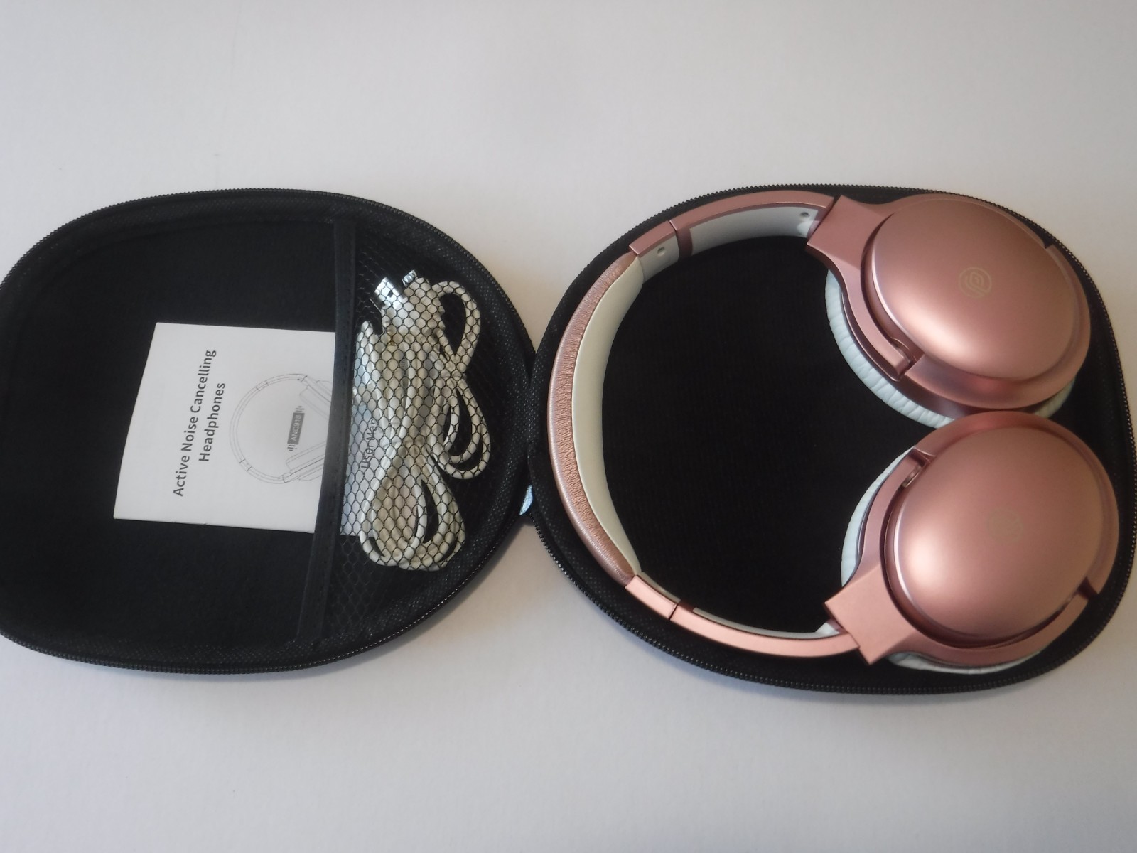 PRTUKYT ANC918 Active Noise Cancelling Bluetooth Headphones Pink With Black Case