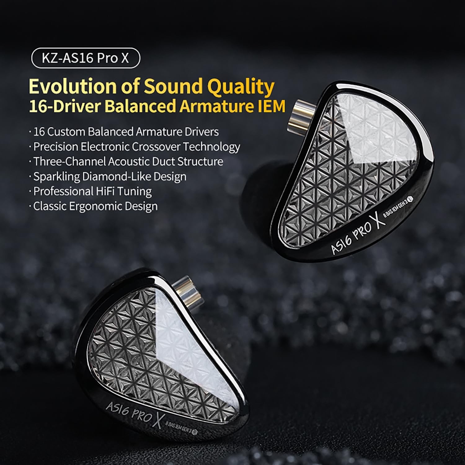 KZ AS16 PRO X 16BA Balanced Armature IEM Earphones for Musicians Singers