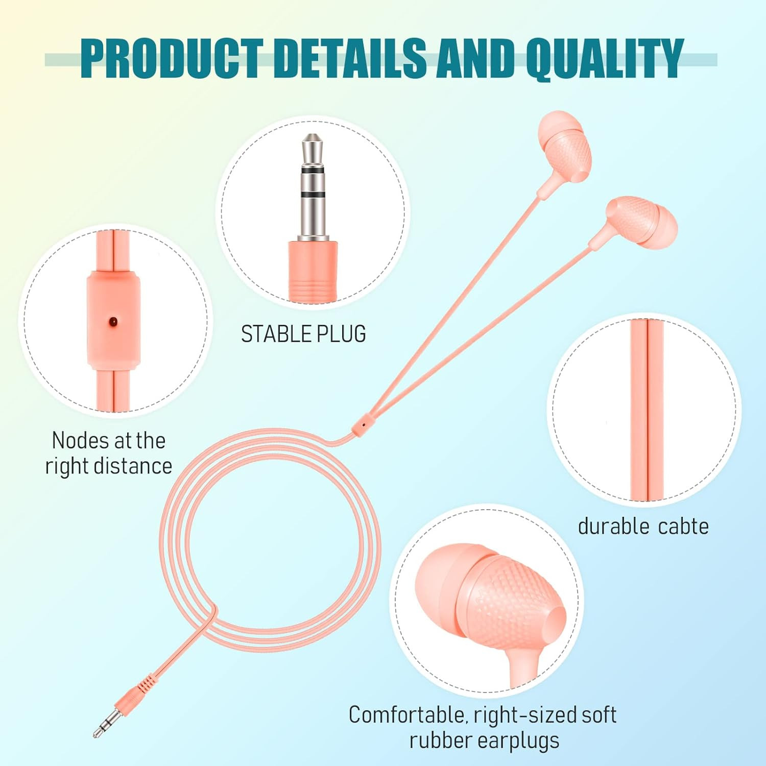 200 Pack Earbuds Bulk Earphones 3.5 Mm Classroom Headphones for Adult Assorted C