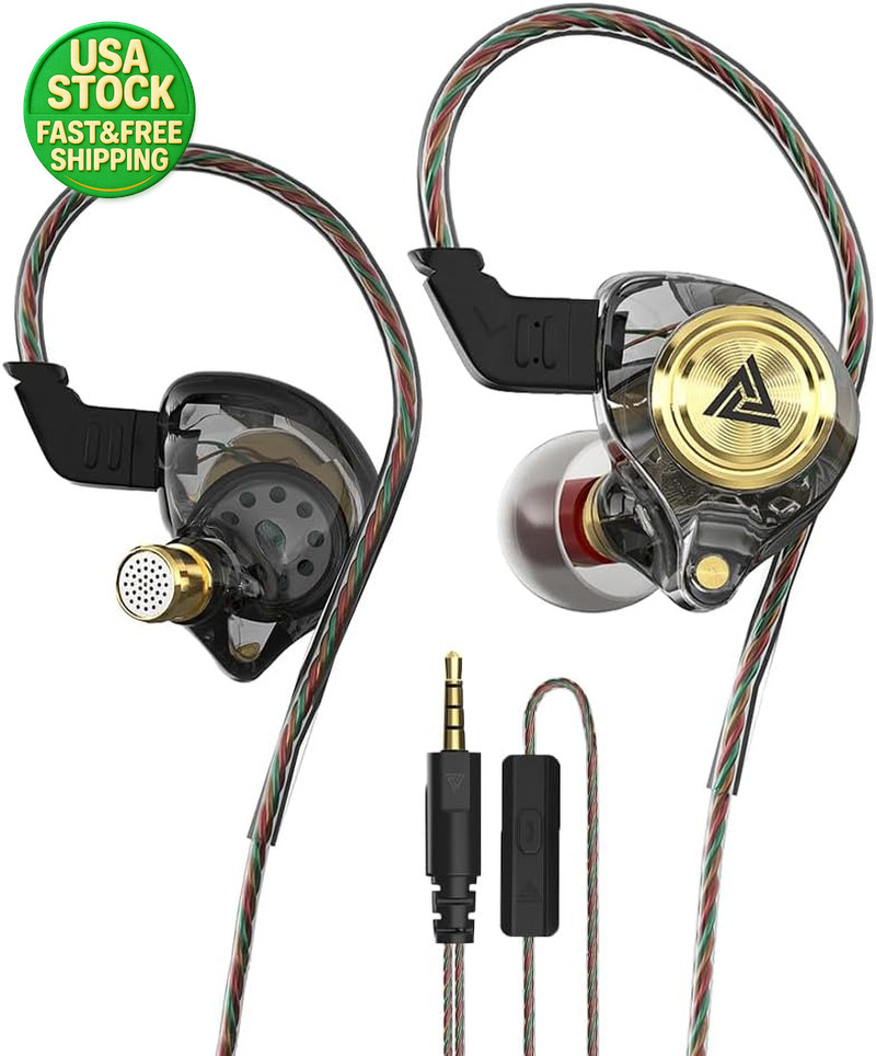 Wired Gaming Earbuds IEM Deep Bass Sound Noise Cancelling 10mm Dynamic Driver