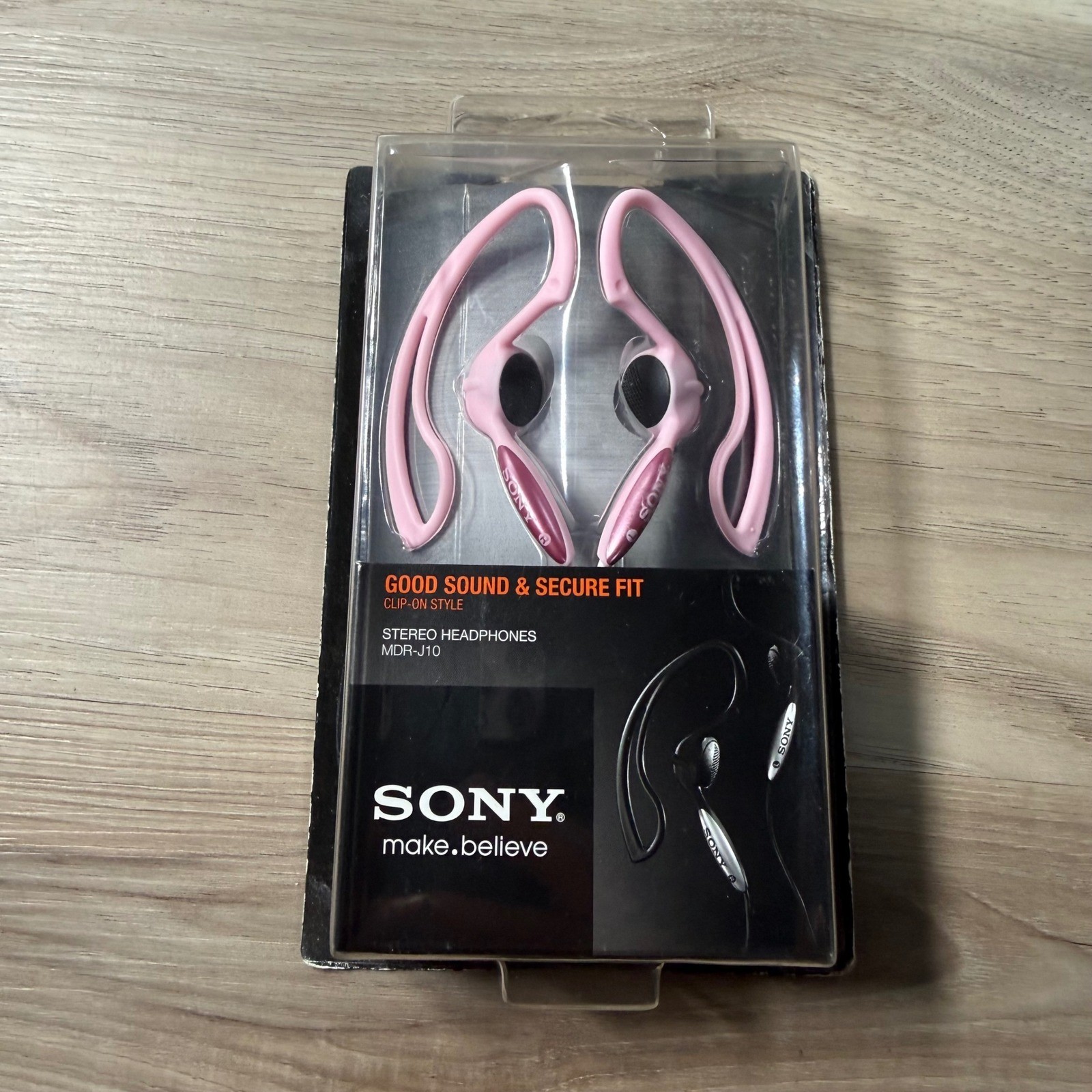 Sony MDR-J10 Clip-On Stereo Headphones Pink Vintage Y2K Wired Earbuds New Sealed