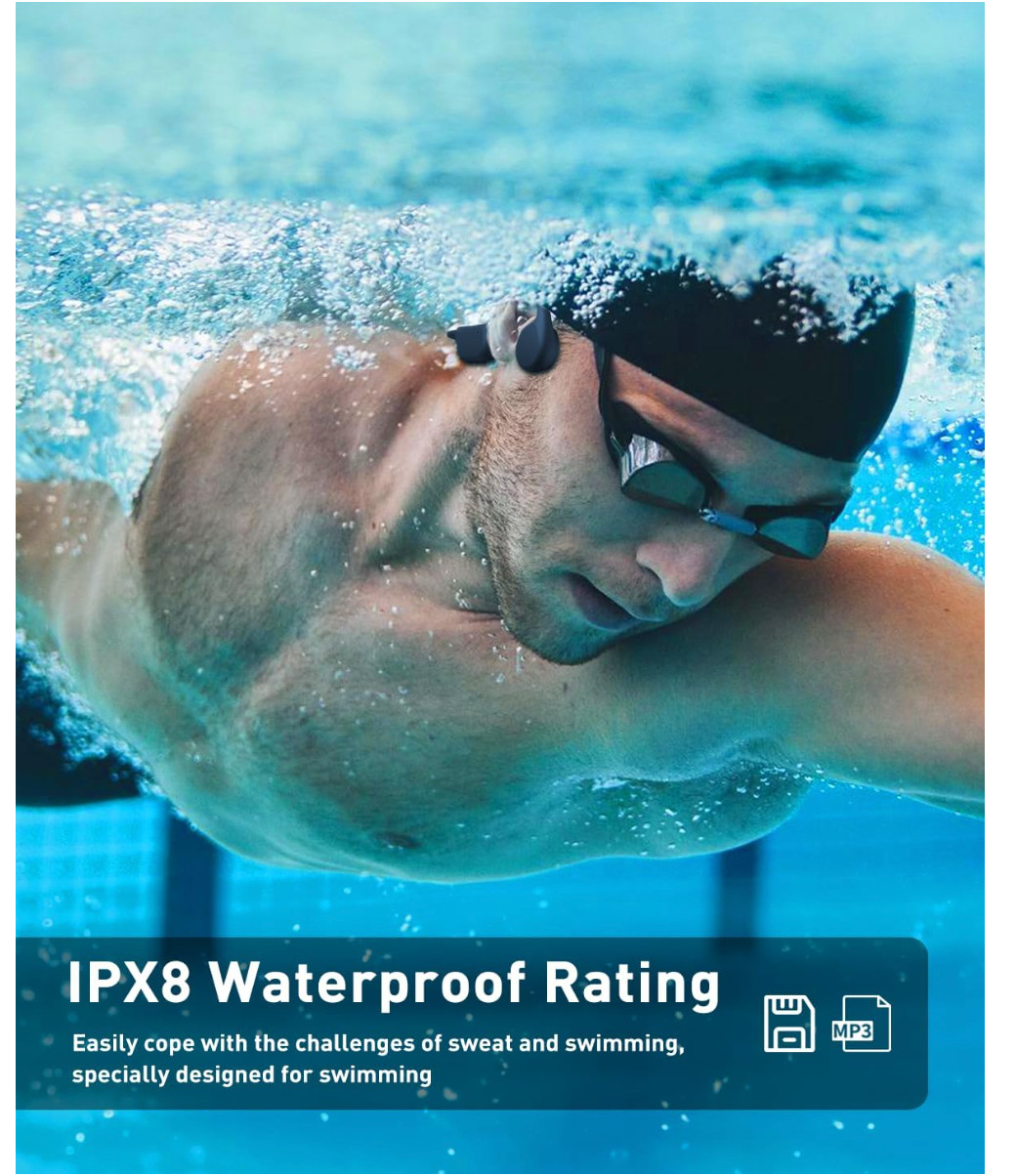 Nilsinn X7 Bone Conduction Swim Headphones IPX8 Waterproof 32GB MP3 Open Box