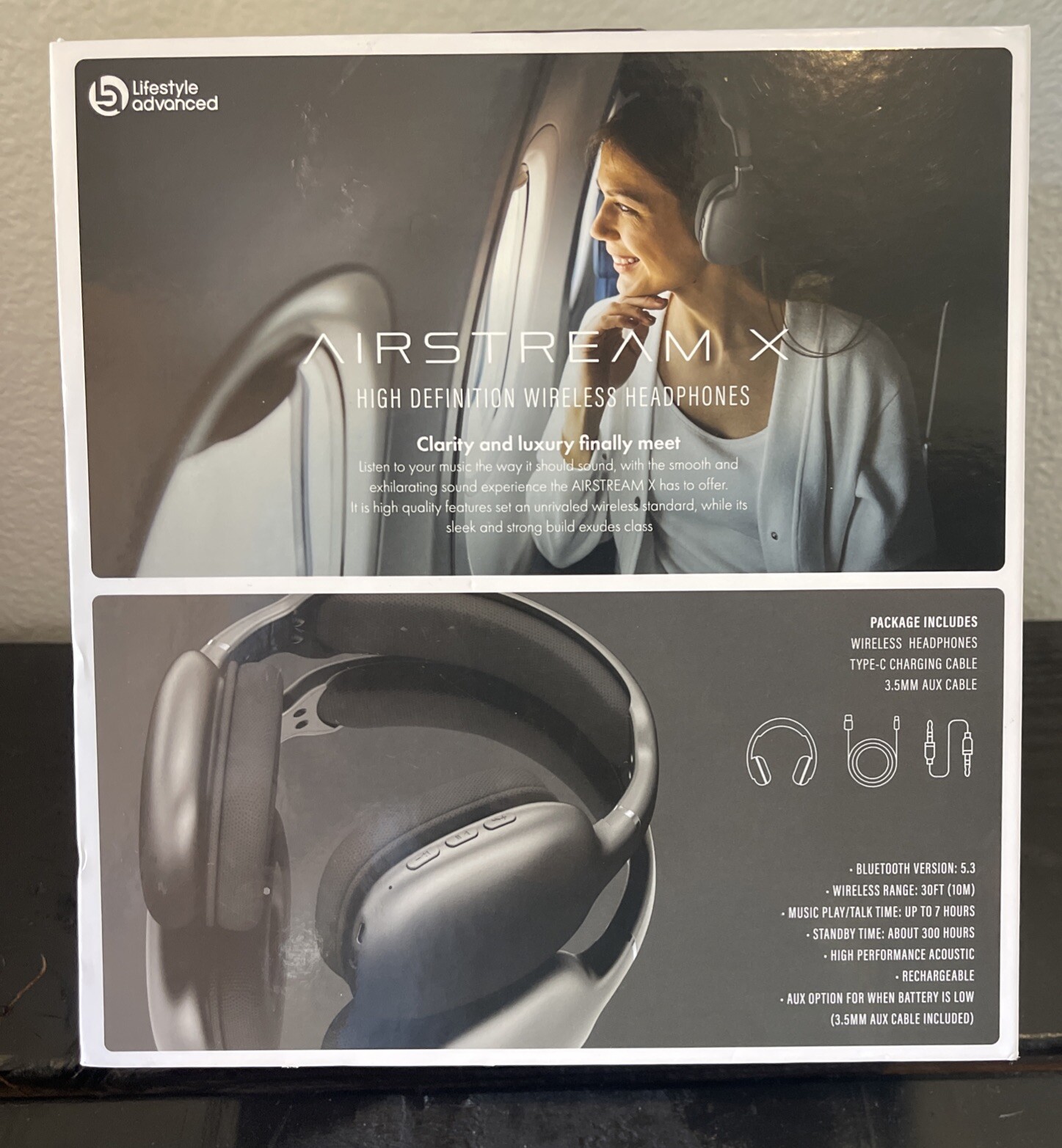 Lifestyle Advanced Airstream X Charcoal Grey Bluetooth Headphones Cordless