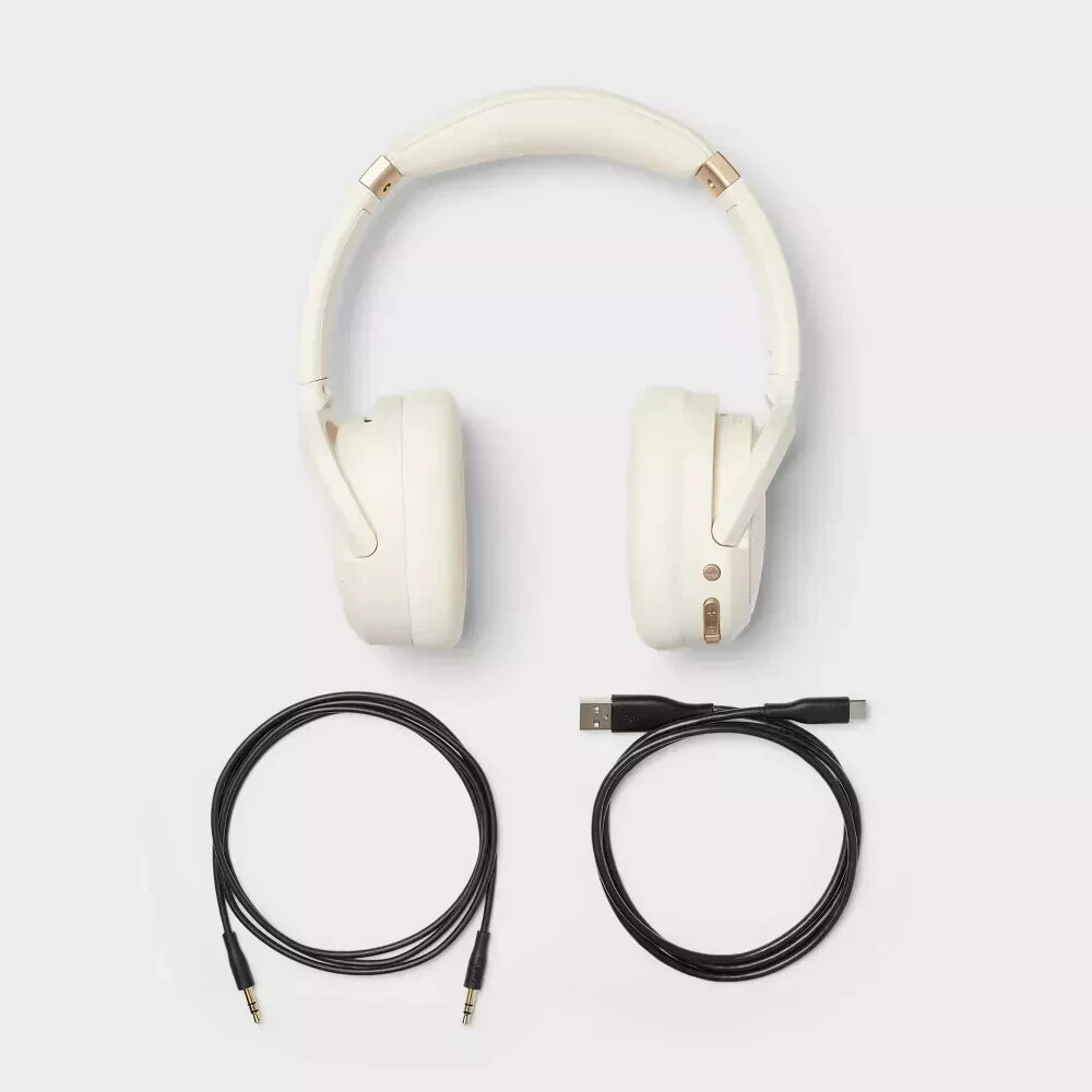Active Noise Canceling Bluetooth Headphones Over-Ear Wireless Headsets white