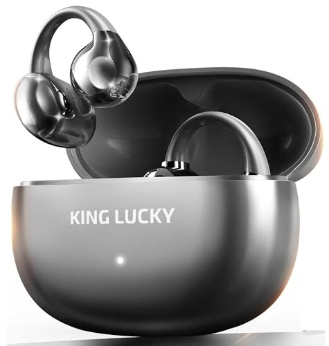 Kinglucky Open Ear Wireless Bluetooth 6.0 Clip On Earbuds Sports Headphones Blac