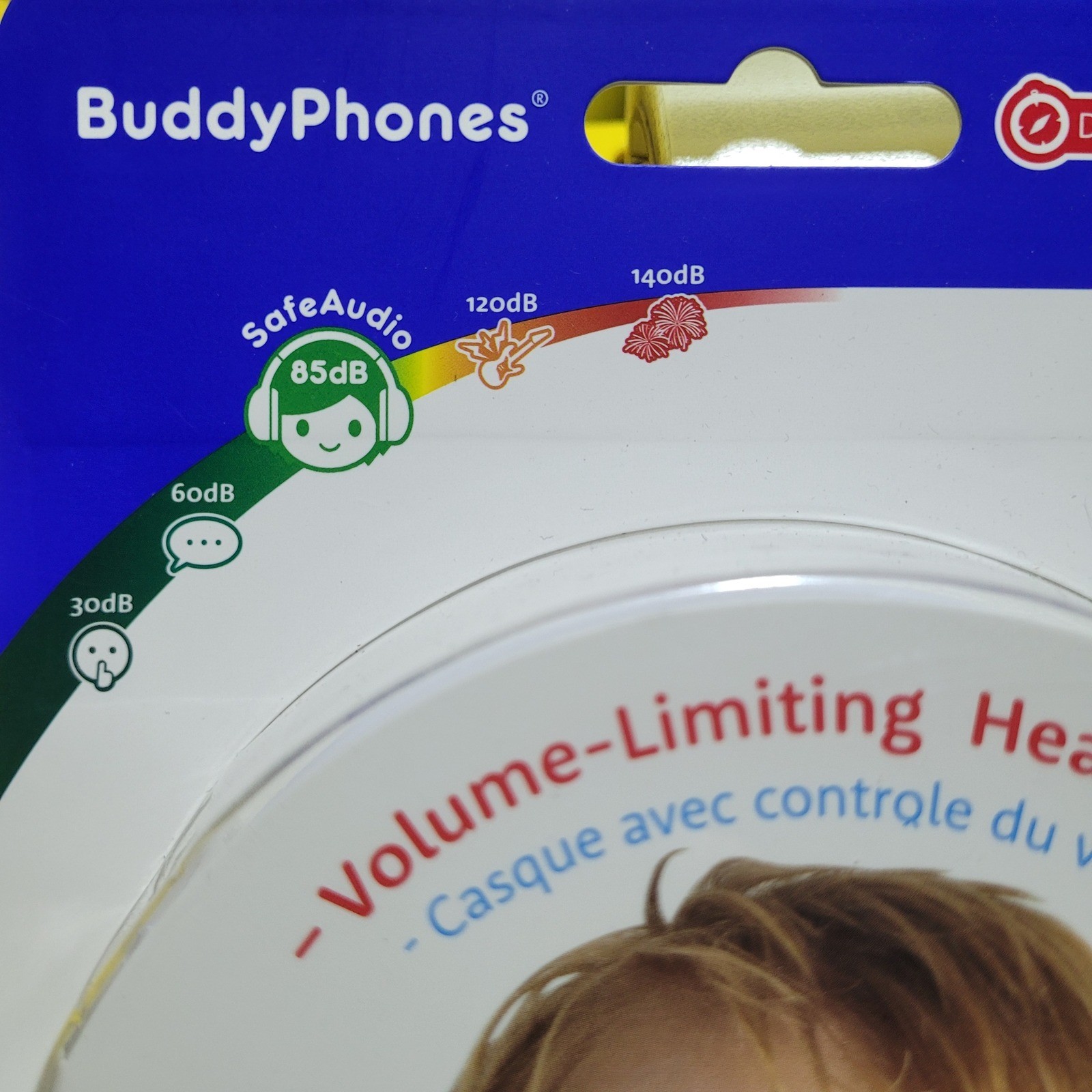 BuddyPhones Discover Fun Volume-Limiting Headphones for Kids Blue White