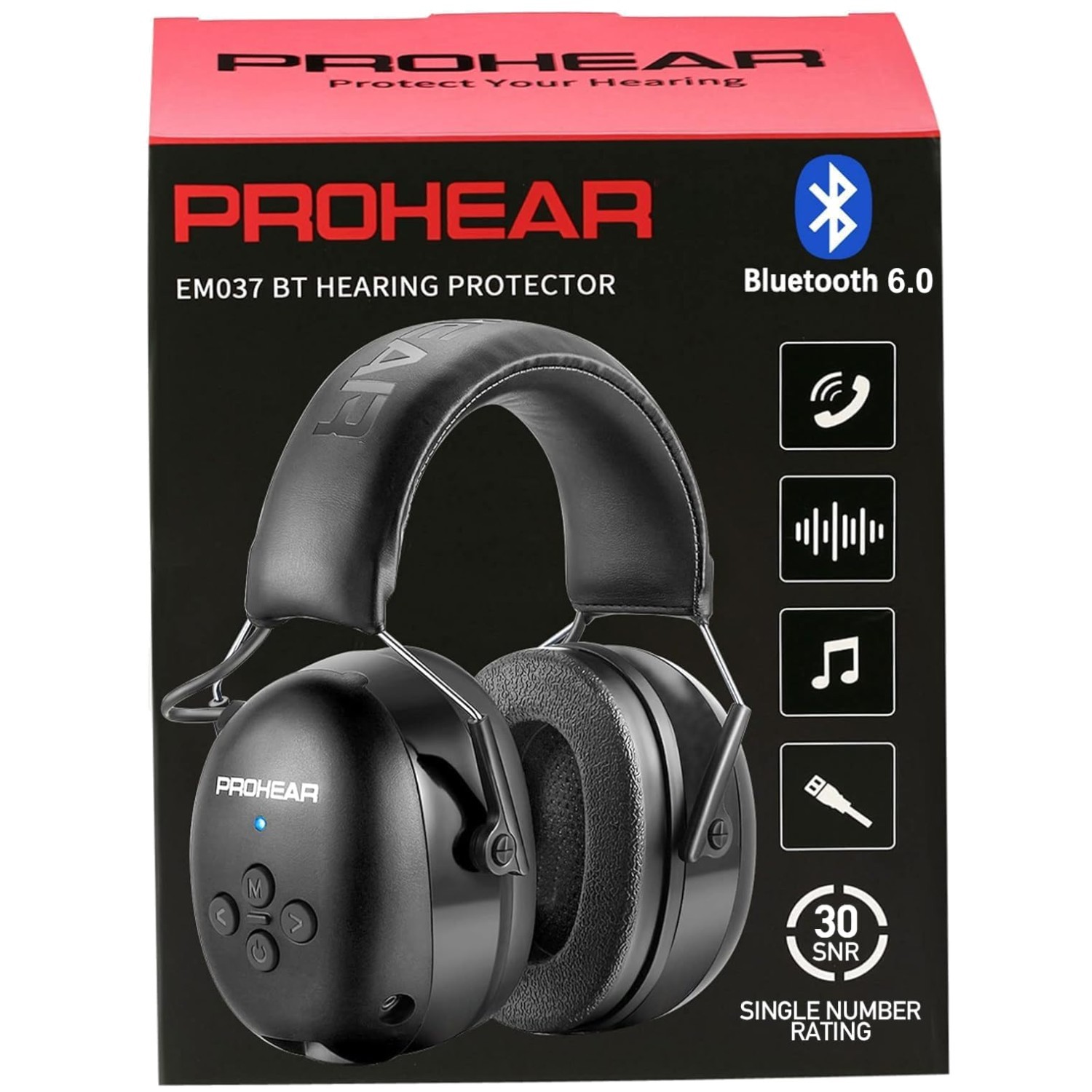 037 Bluetooth 6.0 Hearing Protection Headphones – 30dB Noise Reduction, 120H