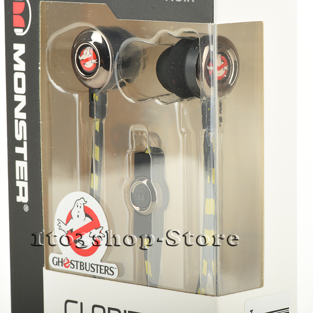 Monster Ghostbusters Headphones Clarity HD In Ear Bud Headset w/Mic Remote Black