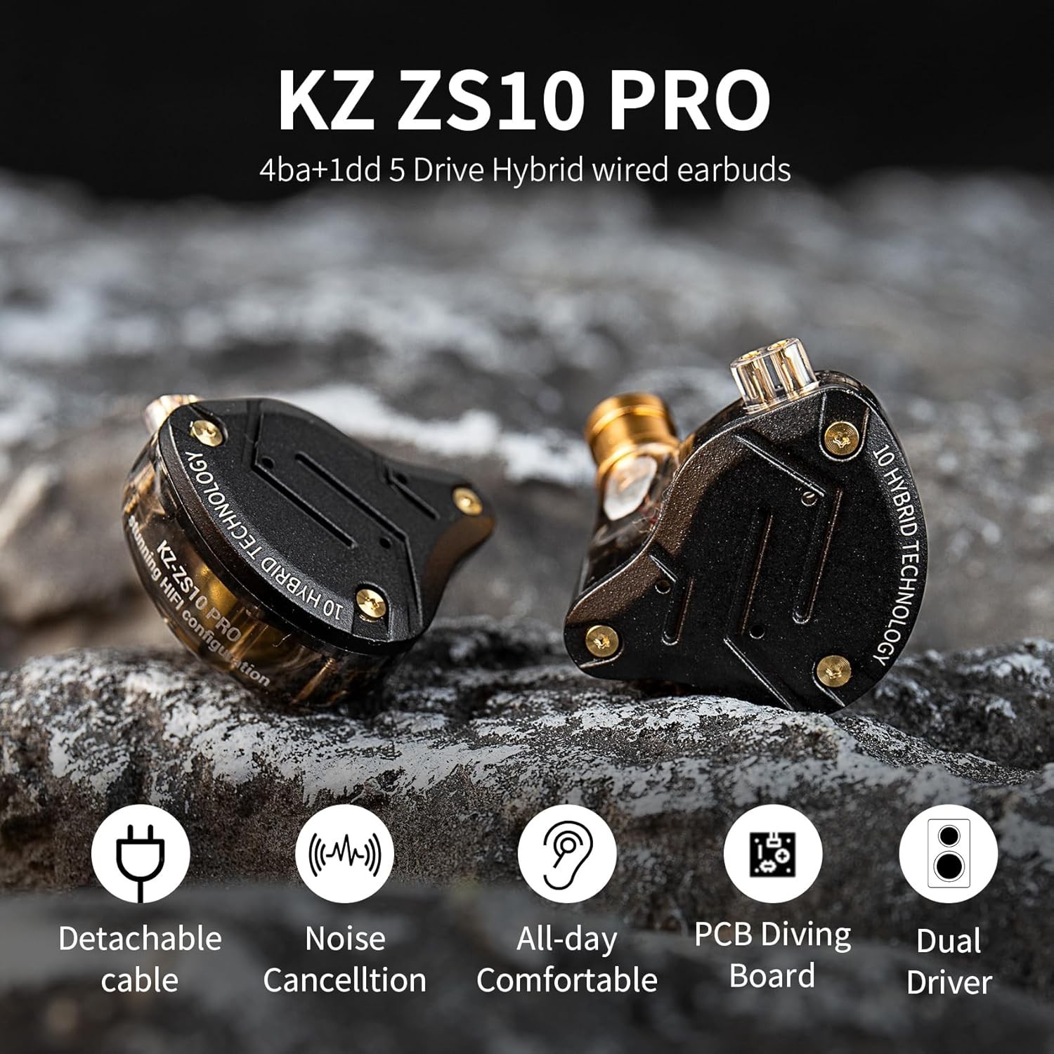 KZ ZS10 Pro Wired Headphone Detachable Cable