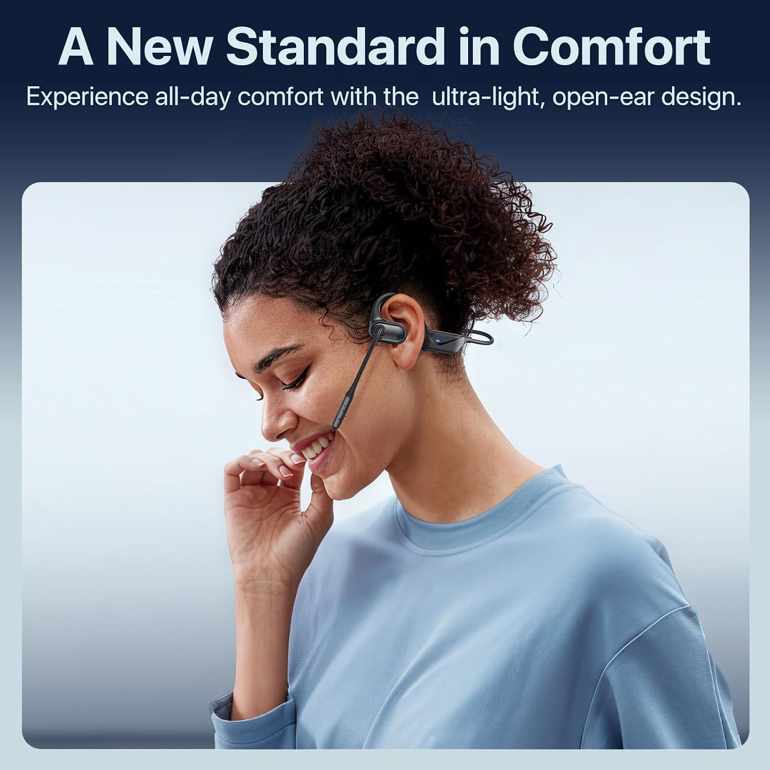 Open Ear Headphones with Mic, Air Conduction Wireless Bluetooth Headset for Work