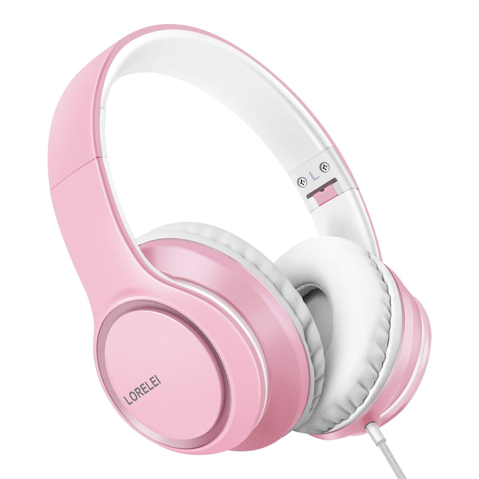 X8 OverEar Wired Headphones Mic 1.45m 3.5mm Foldable Portable Pearl Pink