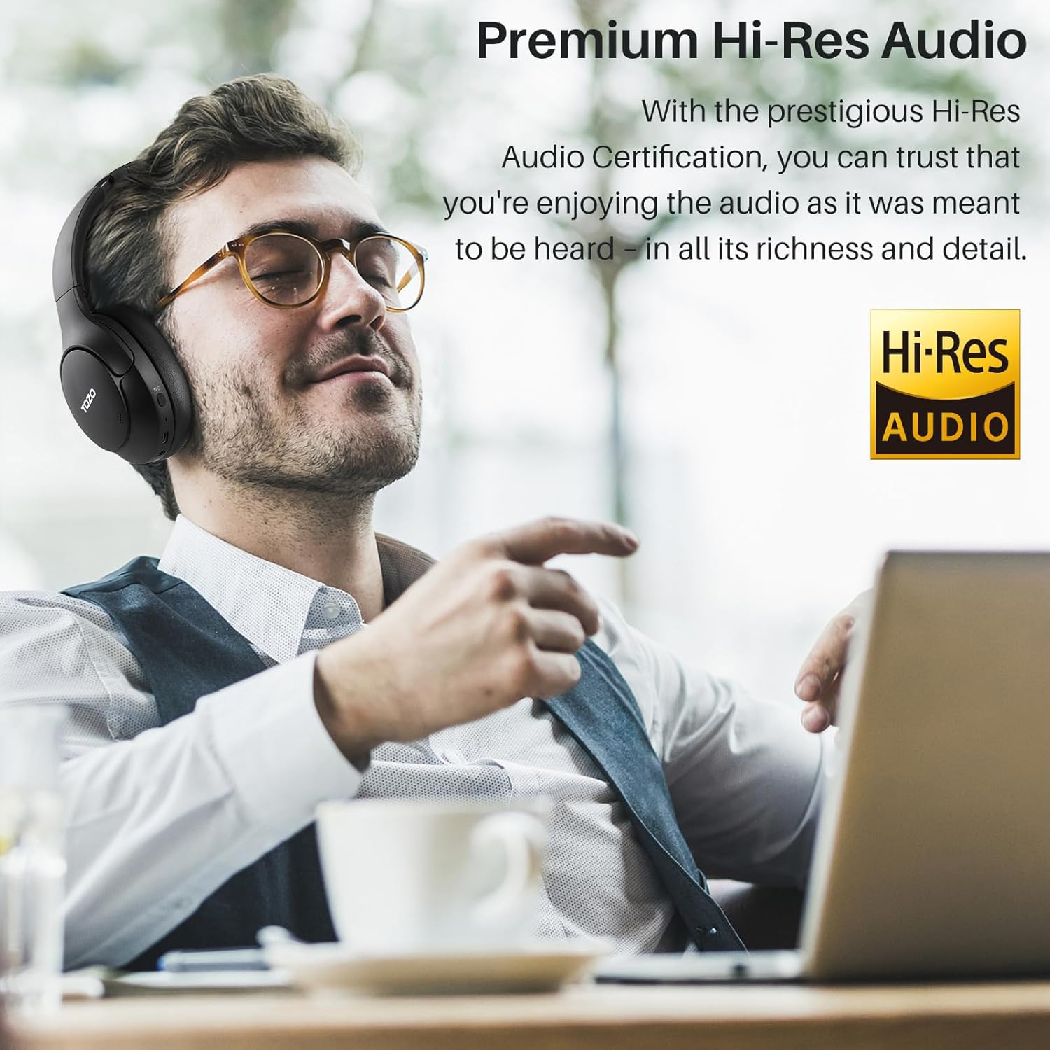 Hybrid Active Noise Cancelling Headphones, Wireless over Ear Bluetooth Headset,