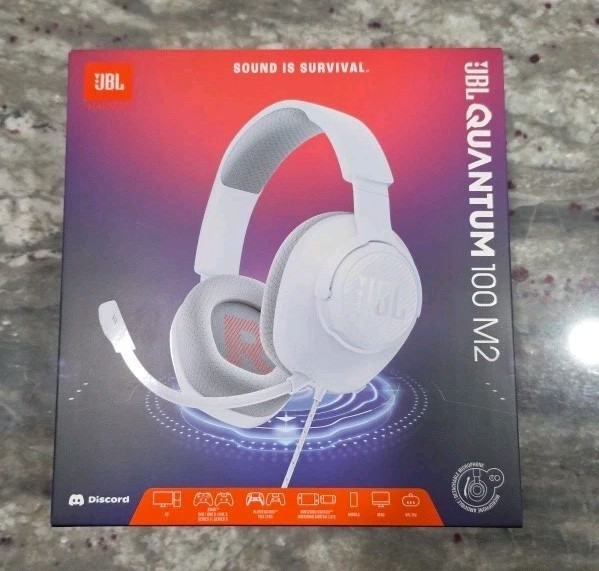 JBL Quantum 100 Wired Over-Ear Gaming Headset – White