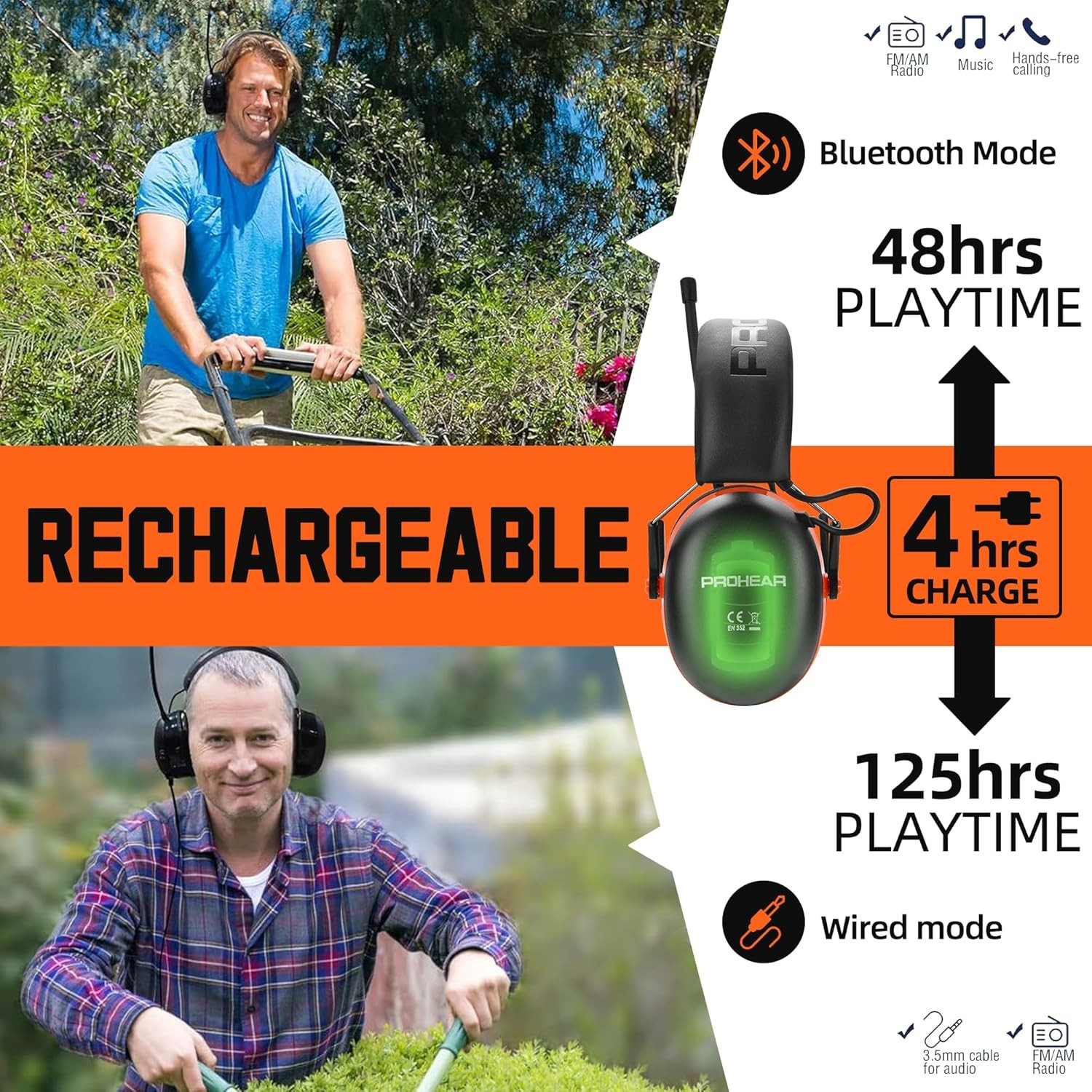 033 2.0 Upgraded Bluetooth Hearing Protection AM FM Radio Headphones – 31SNR Noi