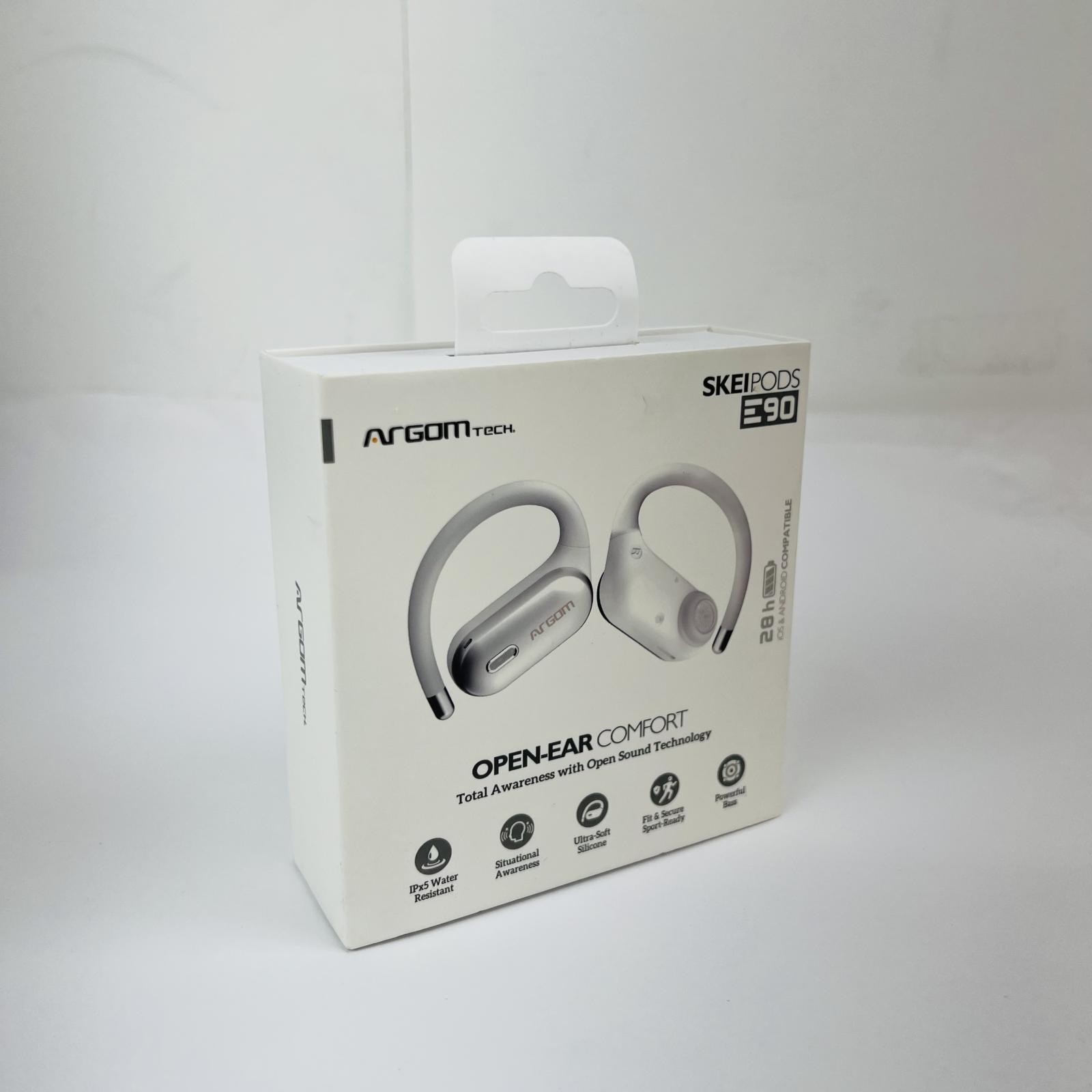 ArgomTech Skeipods E90 Open-Ear Wireless Earbuds, 26H, IPX5, Sport Fit