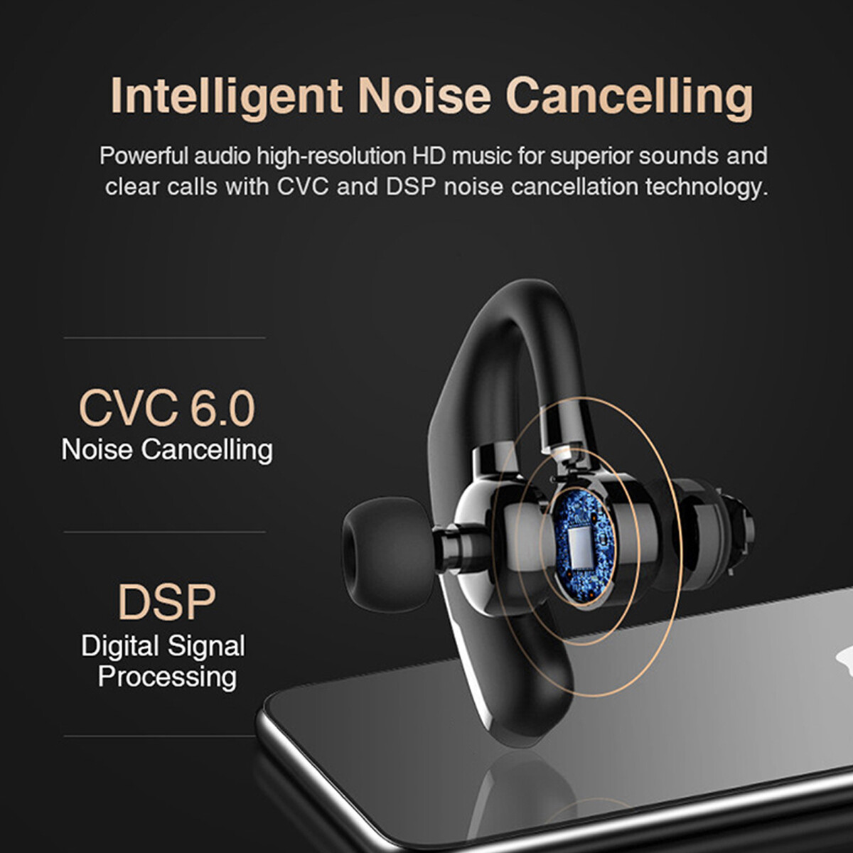 Bluetooth 5.2 Wireless Earbuds Voice Control Noise Cancelling Stereo Headphones