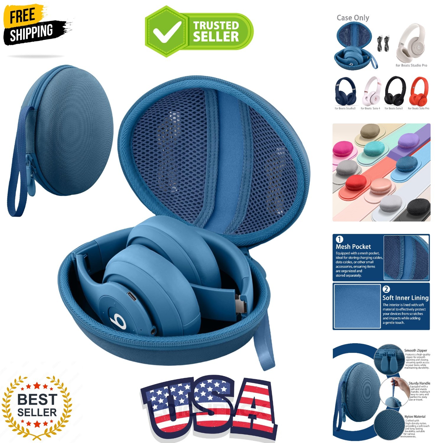 for Beats Studio Pro / Studio3 / Solo4 / Solo3 Headphones, Hard Travel Case C…