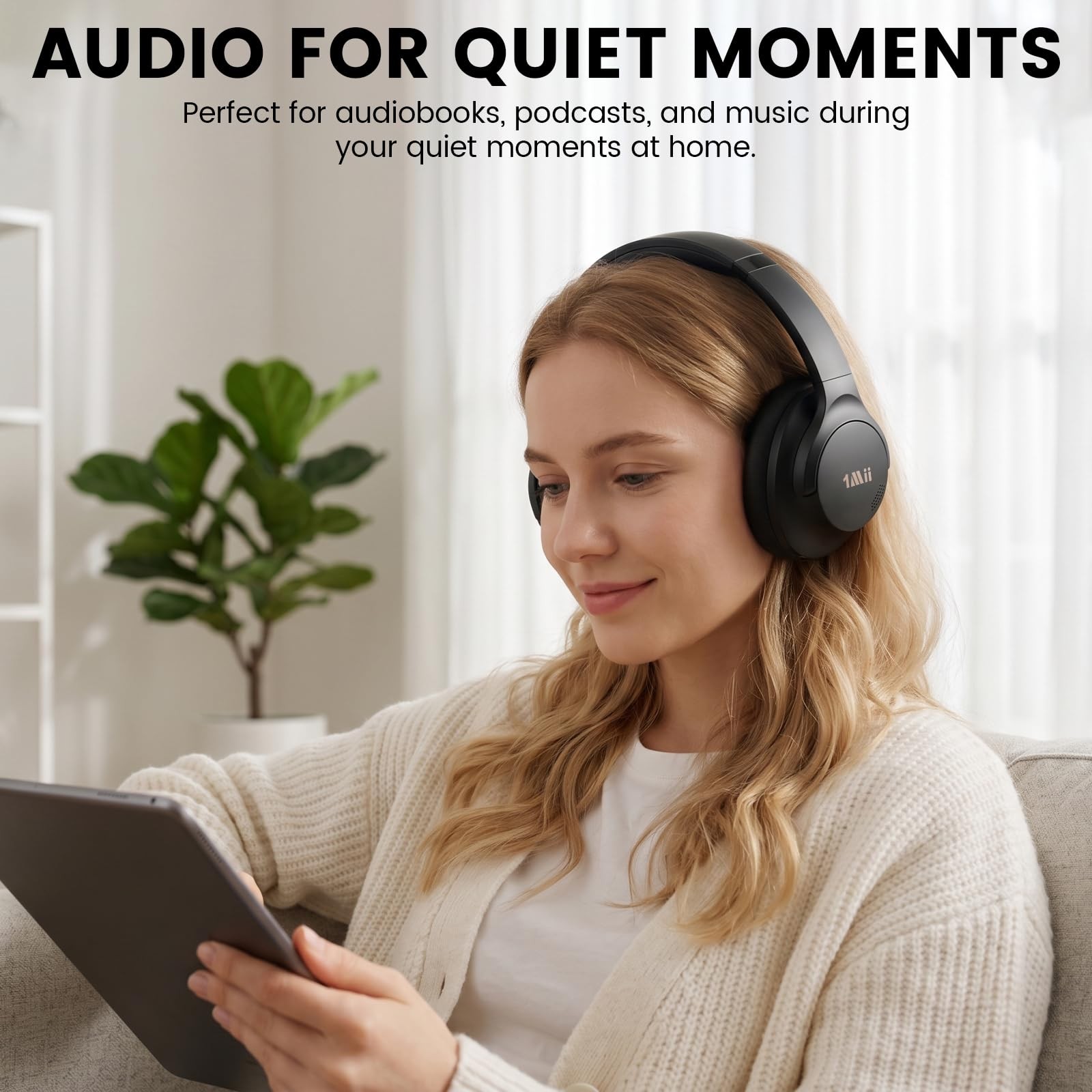 1Mii Y8+ Hybrid Active Noise Cancelling Headphones, 100H Playtime, Bluetooth …