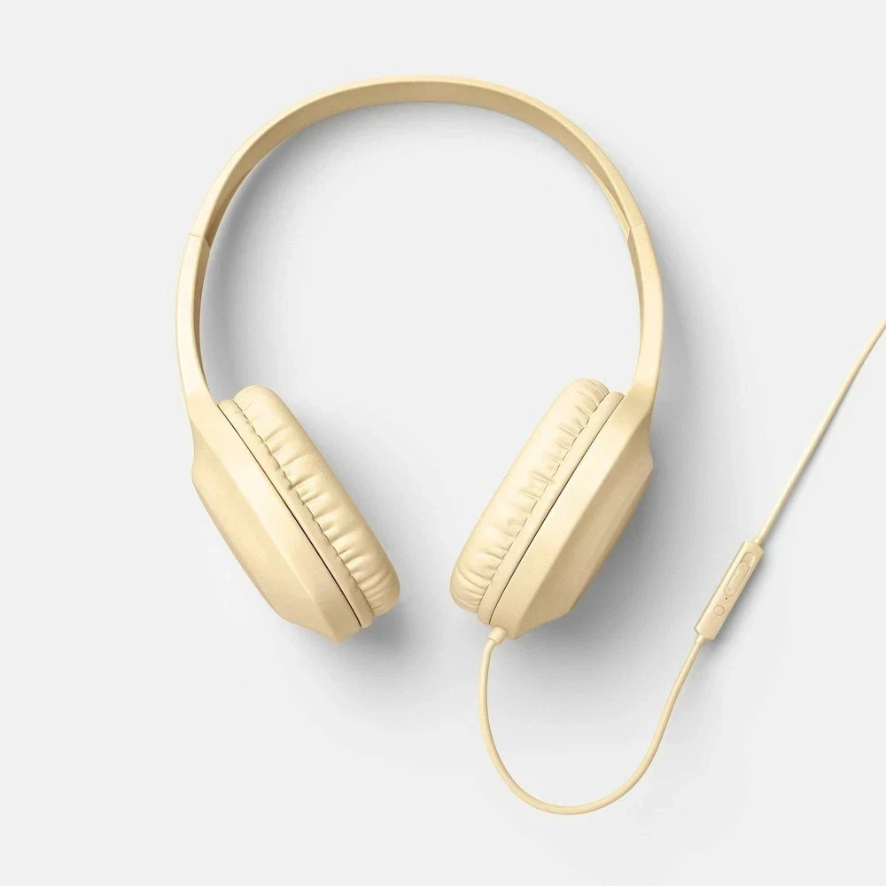 Heyday Wired On-Ear Headphones with Microphone, 3.5mm Jack – Mist Yellow – New