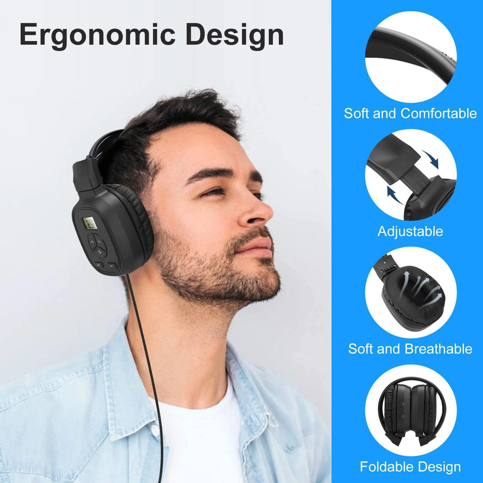 New Portable Wireless FM Radio Headset With customizability Fit 2 AAA batteries