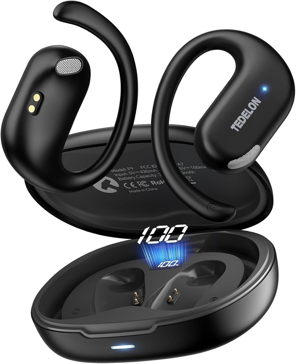 Open Ear Earbuds, 50H Open Ear Headphones Bluetooth 5.4, IPX6 Open Ear Buds Wire